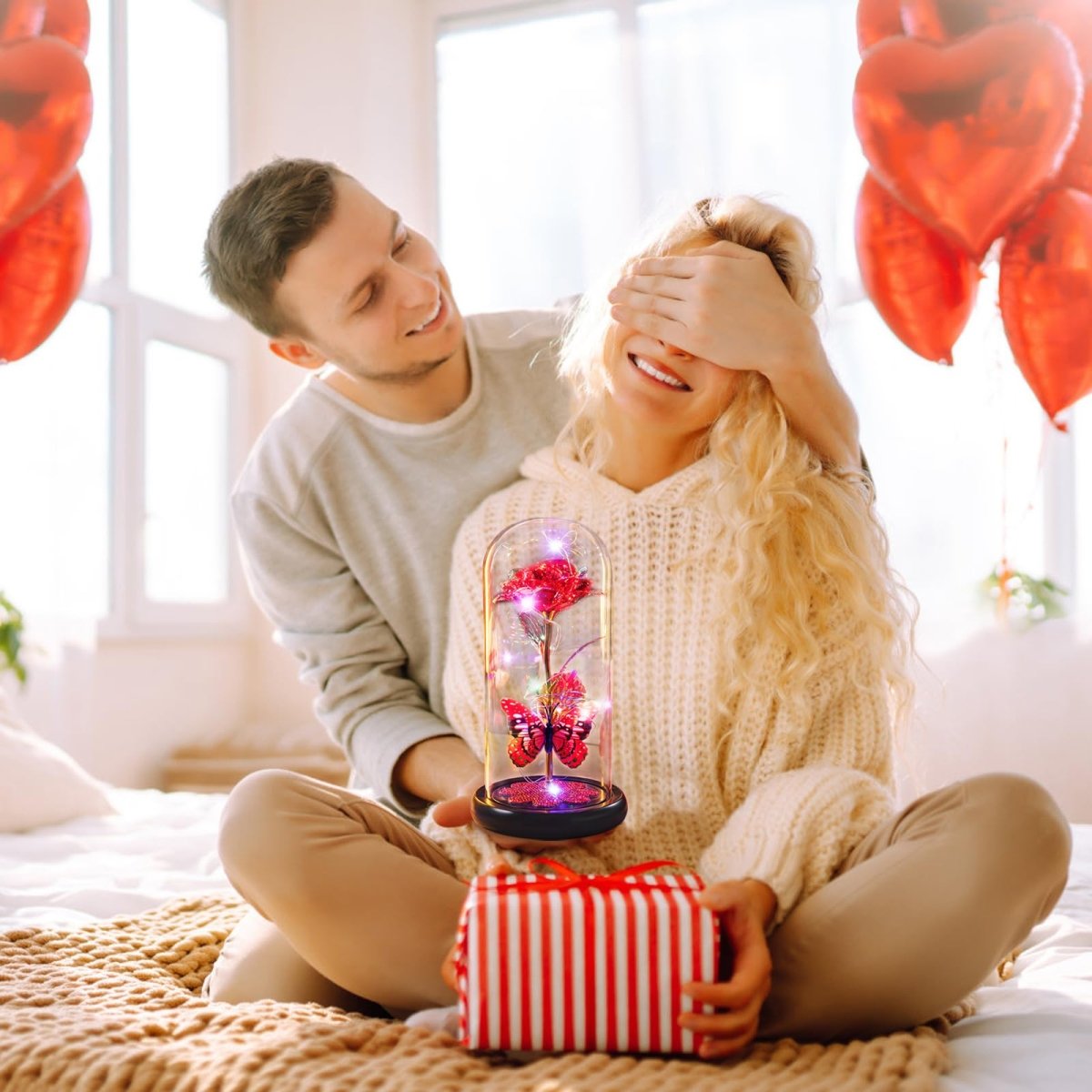 Valentines Day Gifts for Her, Galaxy Glass Rose Forever Eternal Crystal Flower Light Up Rose in Glass Dome with Butterfly Birthday Valentine Gifts for Women Daughter Mom Wife Girlfriend Colorful - Custom Crafting Alliance, LLC