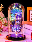 Valentines Day Gifts for Her, Galaxy Glass Rose Forever Eternal Crystal Flower Light Up Rose in Glass Dome with Butterfly Birthday Valentine Gifts for Women Daughter Mom Wife Girlfriend Colorful - Custom Crafting Alliance, LLC