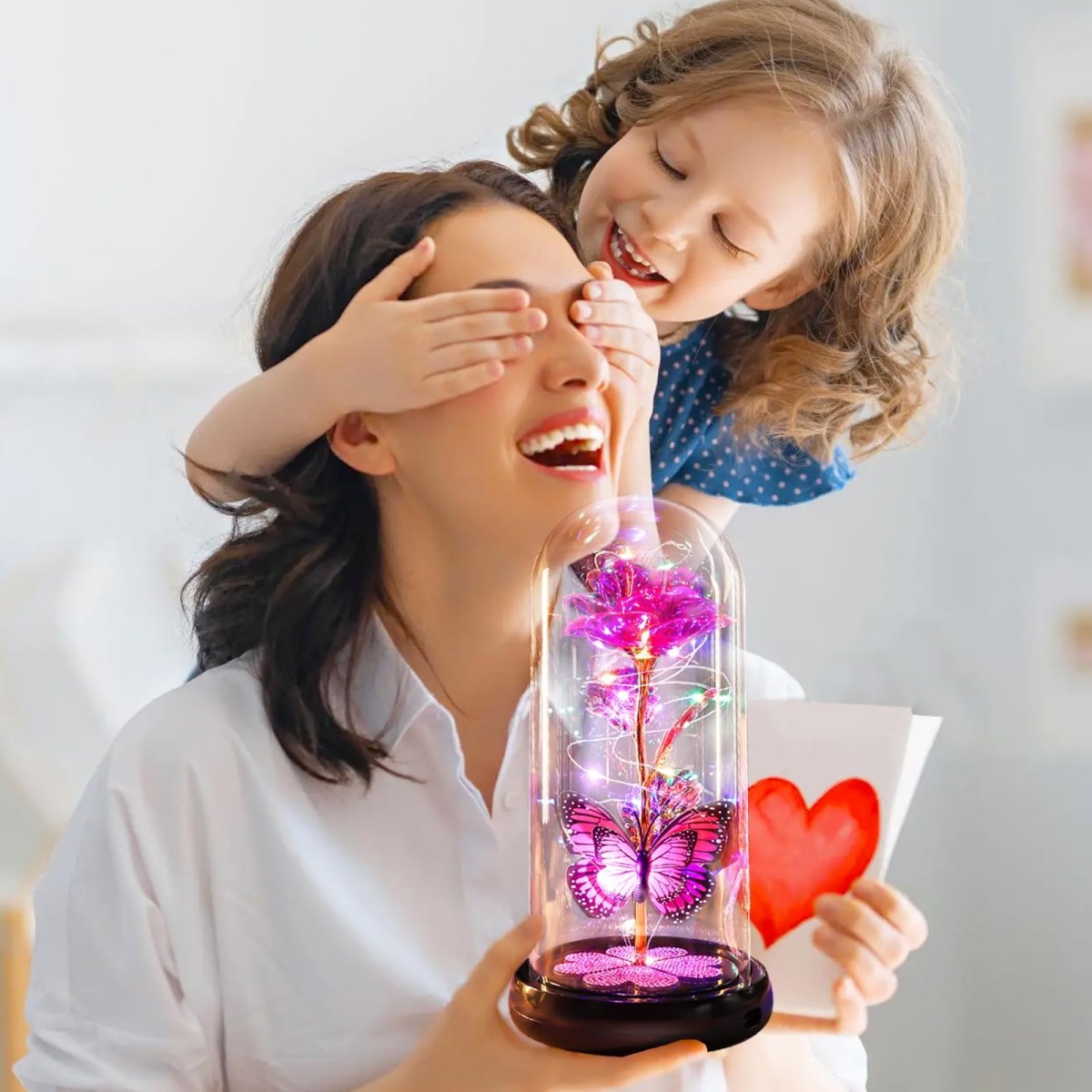 Valentines Day Gifts for Her, Galaxy Glass Rose Forever Eternal Crystal Flower Light Up Rose in Glass Dome with Butterfly Birthday Valentine Gifts for Women Daughter Mom Wife Girlfriend Colorful - Custom Crafting Alliance, LLC