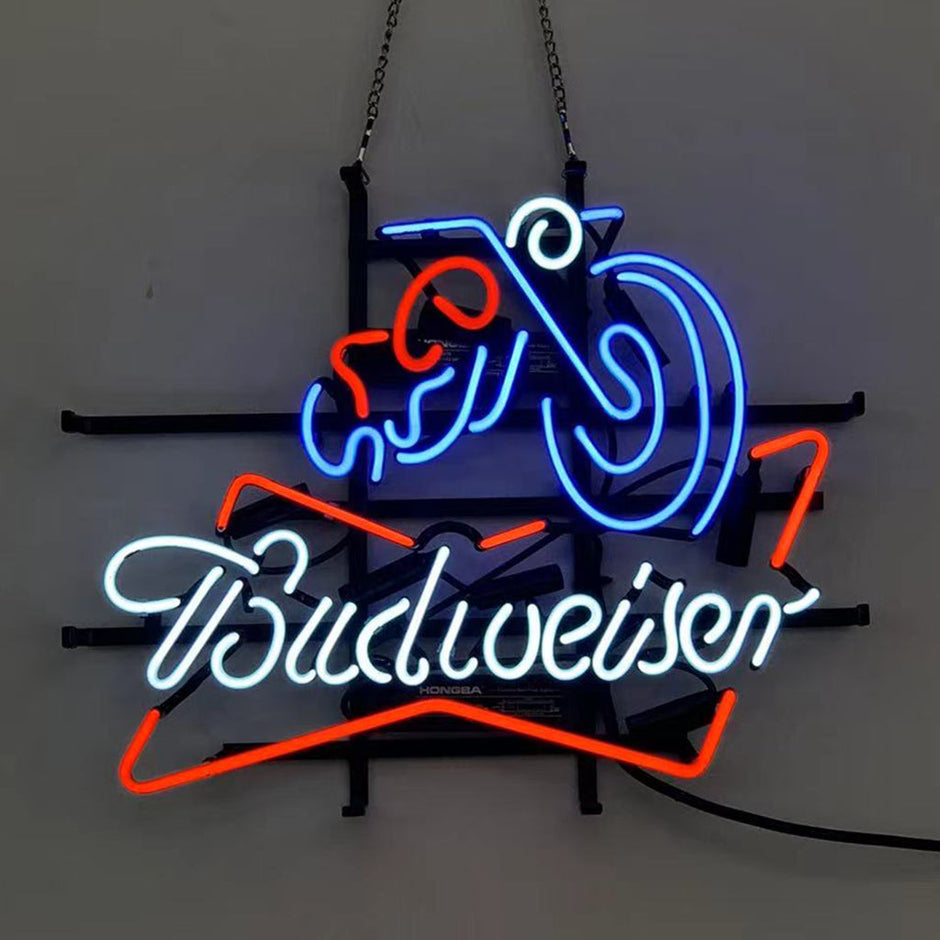Vintage Style Harley Motorcycle Budweiser Neon Signs Light