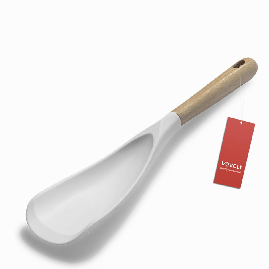 VOVOLY Cooking Spoon for Nonstick Cookingwares, Silicone Spatula Spoon for Mixing, Scoop, and Scrape,White 2 pack - Custom Crafting Alliance, LLC