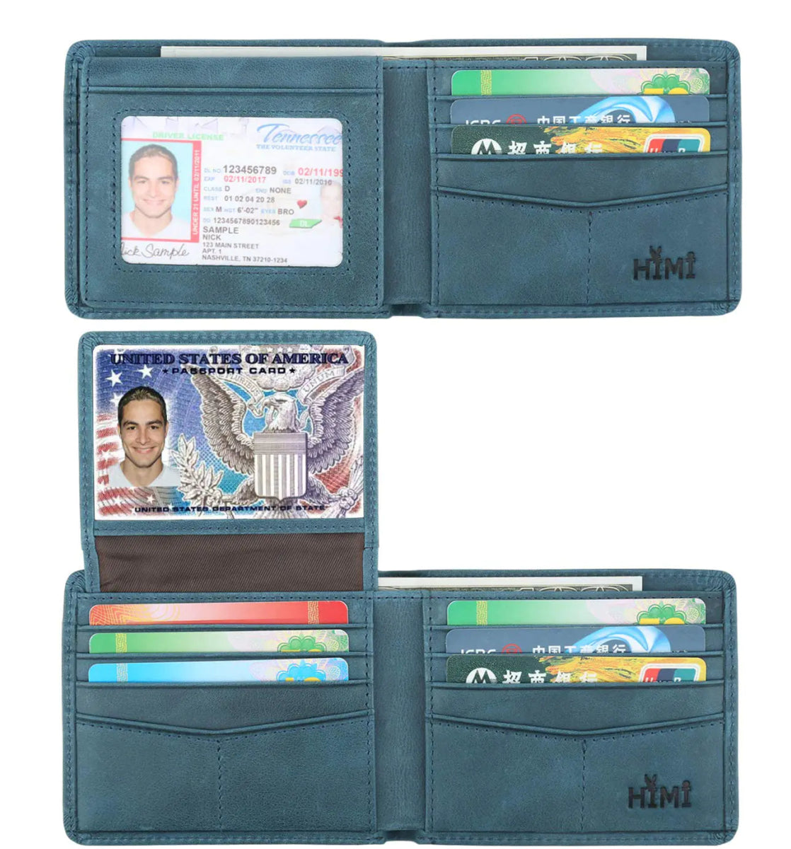 Wallet for Men - Genuine Leather RFID Blocking Bifold Stylish Wallet With 2 ID Window Vintage Style Vintage Ocean Blue - Custom Crafting Alliance, LLC