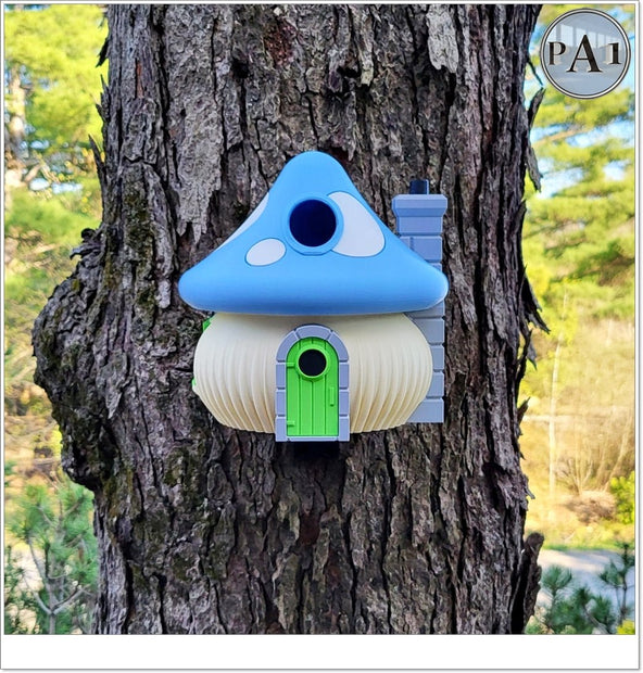 Whimsical Mushroom Birdhouse for Gardens – Fairy Cottage Outdoor Bird Home - Bird House - Custom Crafting Alliance, LLC