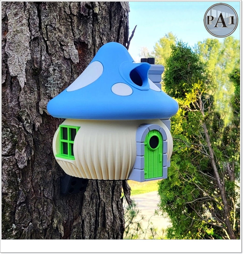 Whimsical Mushroom Birdhouse for Gardens – Fairy Cottage Outdoor Bird Home - Bird House - Custom Crafting Alliance, LLC