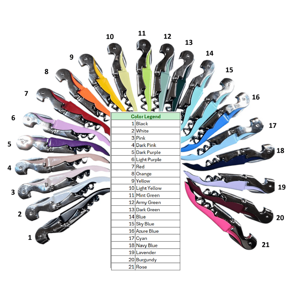 Custom Laser-Engraved Waiter’s Corkscrew | Wine Key — 21 Colors