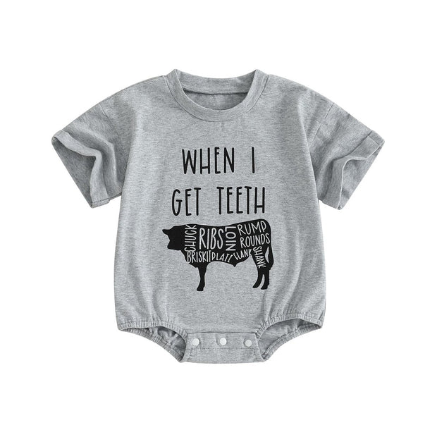 WZTYYDS Newborn Baby Boy Girl Bubble Romper Short Sleeve Oversized Letters Graphic Bodysuit One Piece Neutral Summer Clothes - Custom Crafting Alliance, LLC