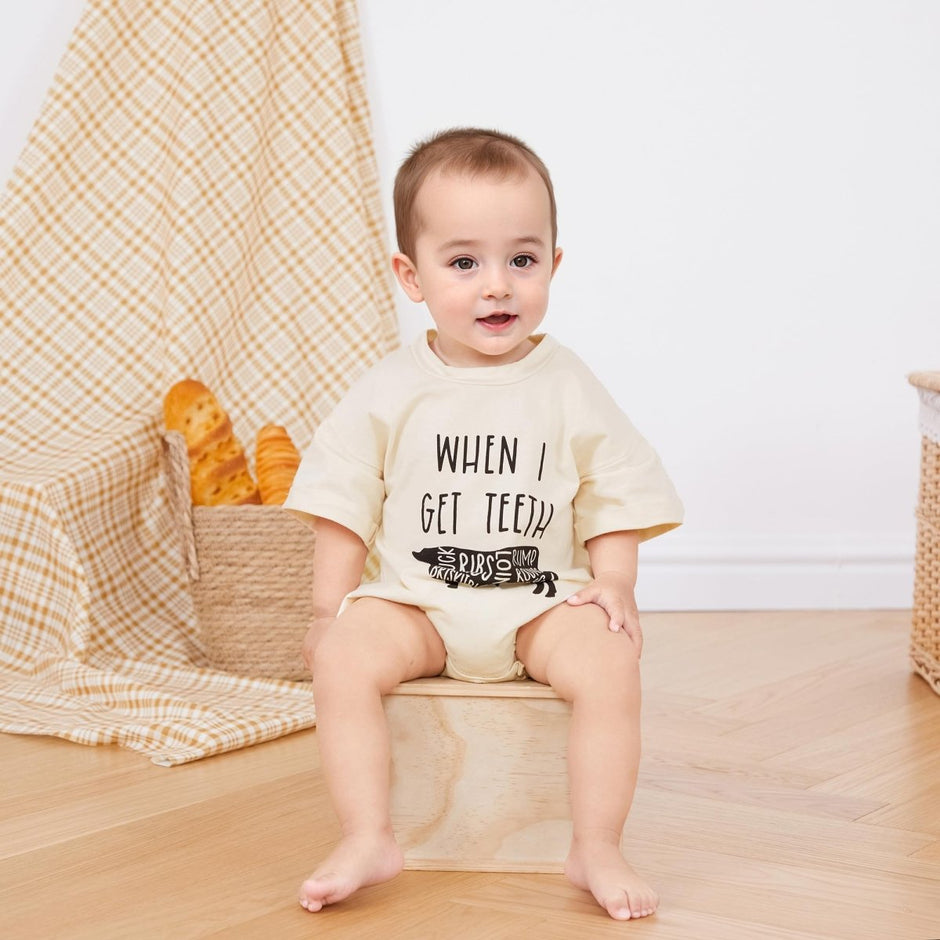 WZTYYDS Newborn Baby Boy Girl Bubble Romper Short Sleeve Oversized Letters Graphic Bodysuit One Piece Neutral Summer Clothes - Custom Crafting Alliance, LLC