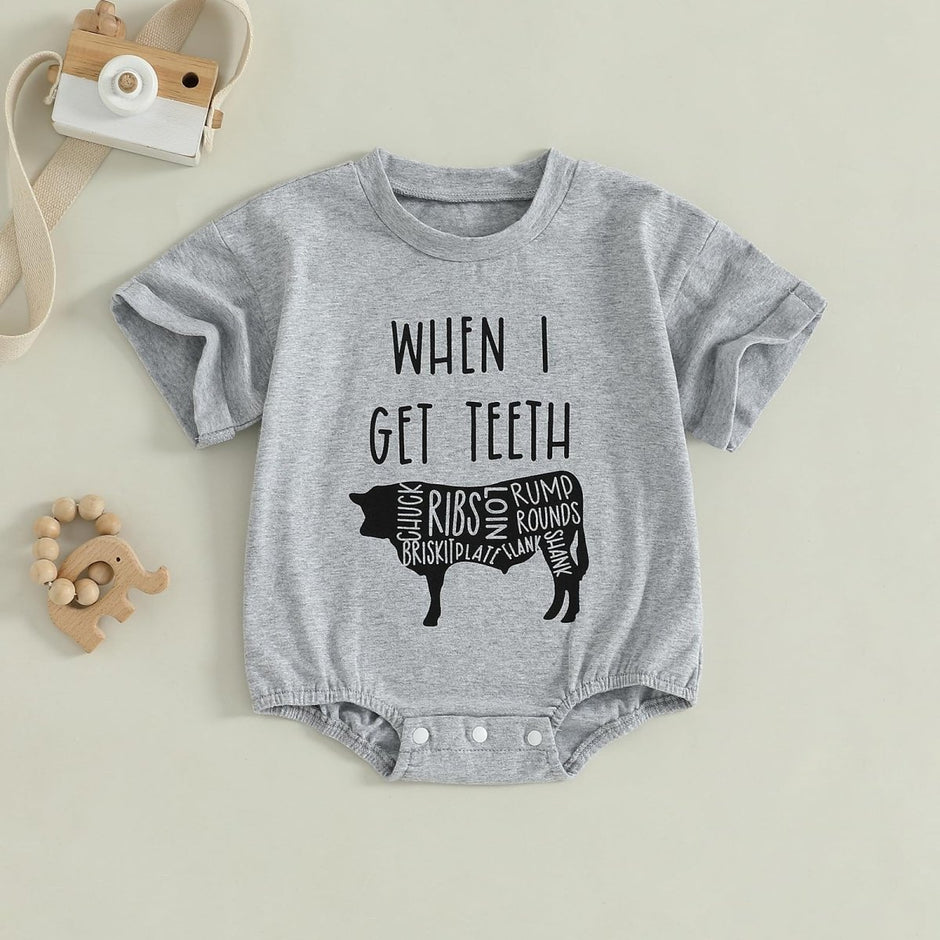 WZTYYDS Newborn Baby Boy Girl Bubble Romper Short Sleeve Oversized Letters Graphic Bodysuit One Piece Neutral Summer Clothes - Custom Crafting Alliance, LLC