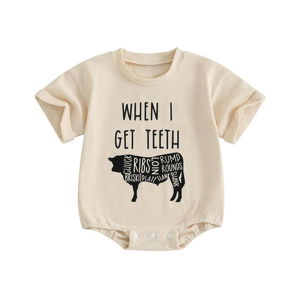 WZTYYDS Newborn Baby Boy Girl Bubble Romper Short Sleeve Oversized Letters Graphic Bodysuit One Piece Neutral Summer Clothes - Custom Crafting Alliance, LLC