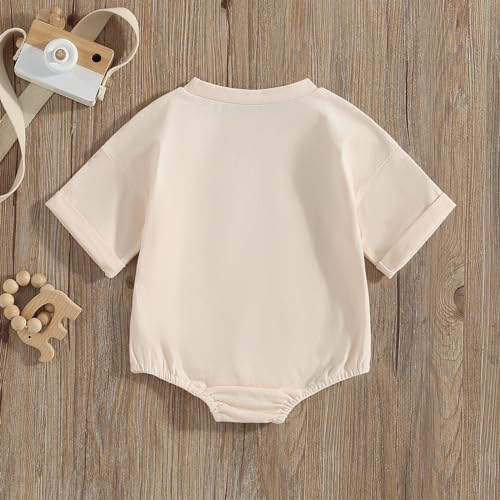 WZTYYDS Newborn Baby Boy Girl Bubble Romper Short Sleeve Oversized Letters Graphic Bodysuit One Piece Neutral Summer Clothes - Custom Crafting Alliance, LLC