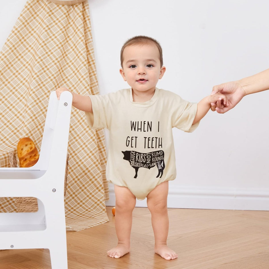 WZTYYDS Newborn Baby Boy Girl Bubble Romper Short Sleeve Oversized Letters Graphic Bodysuit One Piece Neutral Summer Clothes - Custom Crafting Alliance, LLC
