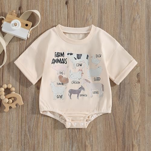 WZTYYDS Newborn Baby Boy Girl Bubble Romper Short Sleeve Oversized Letters Graphic Bodysuit One Piece Neutral Summer Clothes - Custom Crafting Alliance, LLC