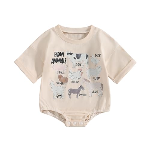 WZTYYDS Newborn Baby Boy Girl Bubble Romper Short Sleeve Oversized Letters Graphic Bodysuit One Piece Neutral Summer Clothes - Custom Crafting Alliance, LLC