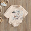 WZTYYDS Newborn Baby Boy Girl Bubble Romper Short Sleeve Oversized Letters Graphic Bodysuit One Piece Neutral Summer Clothes - Custom Crafting Alliance, LLC